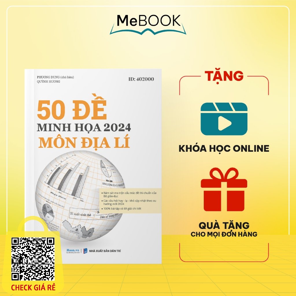Bộ đề minh họa ôn luyện thi THPTQG 2024: 50 đề trắc nghiệm môn Địa lý luyện thi lớp 12 - Me Book