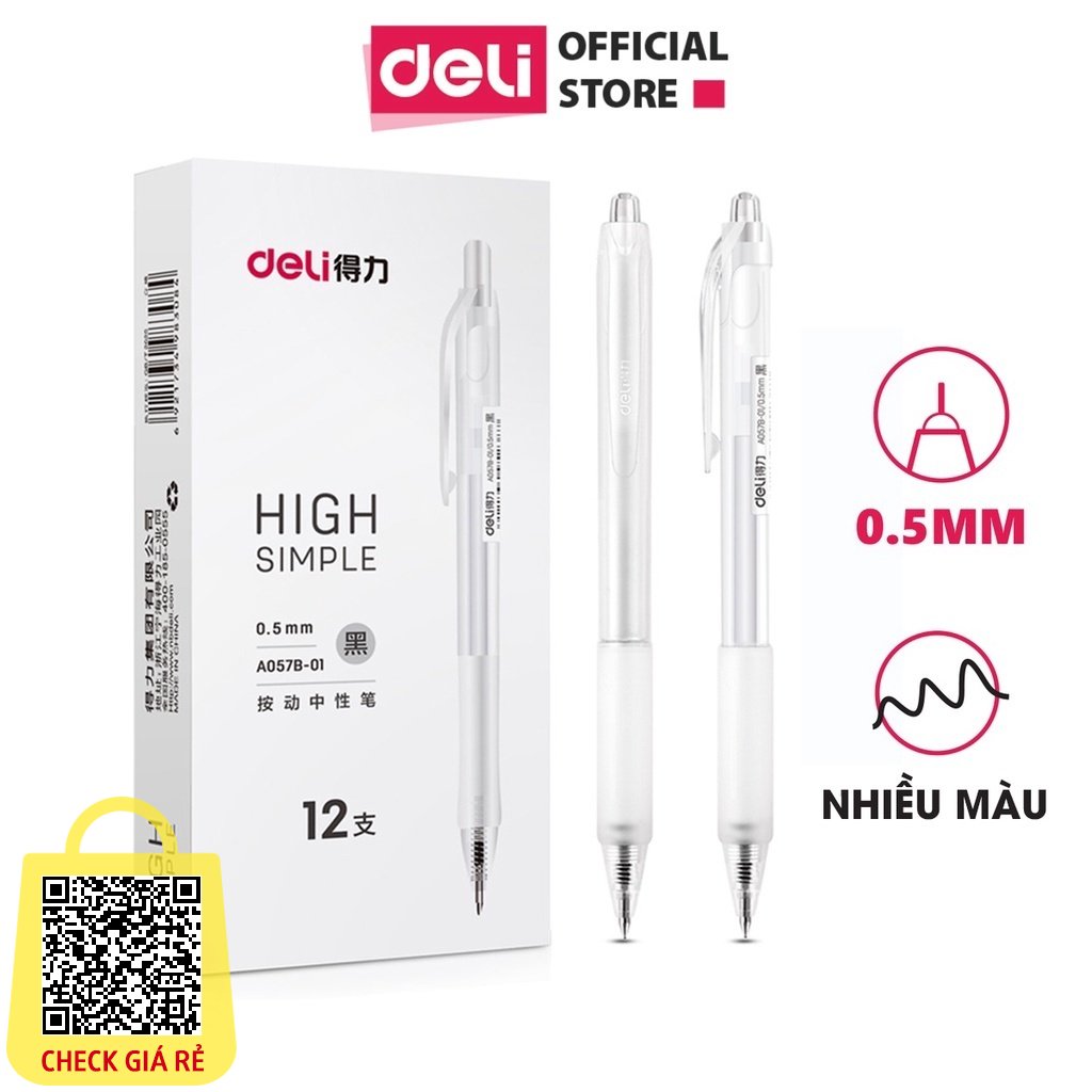 Bút Gel Bút Bi Nước Mực Màu Đen Deli Phù Hợp Viết Sổ Calligraphy Ngòi 0.5mm Dành Cho Văn Phòng Học Sinh