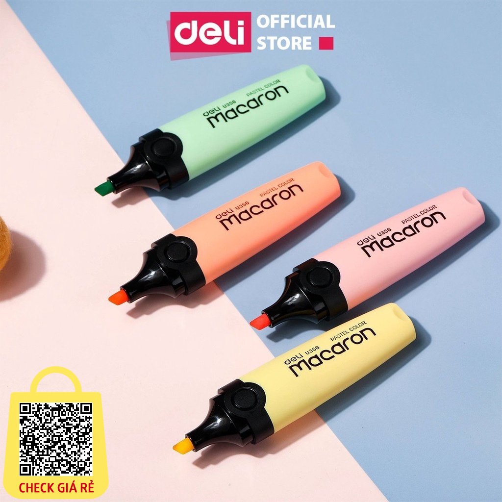 Bút highlight đánh dấu nhớ dòng pastel Deli dạ quang nhiều màu tiện dụng học sinh văn phòng nhanh khô chất lượng cao