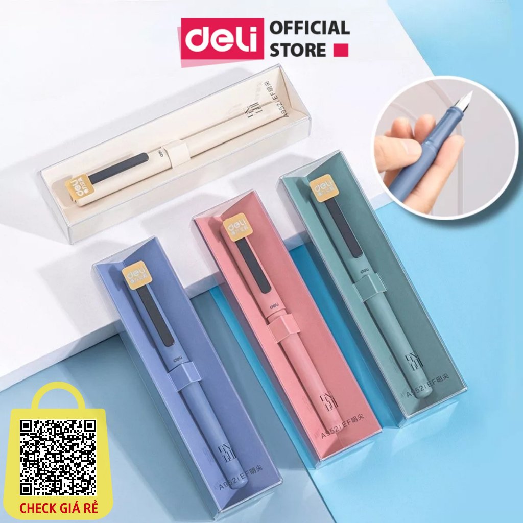 Bút máy học sinh cao cấp Deli cố định cách cầm nắm màu pastel xinh xắn bút luyện viết chữ đẹp - tặng 1 ống mực