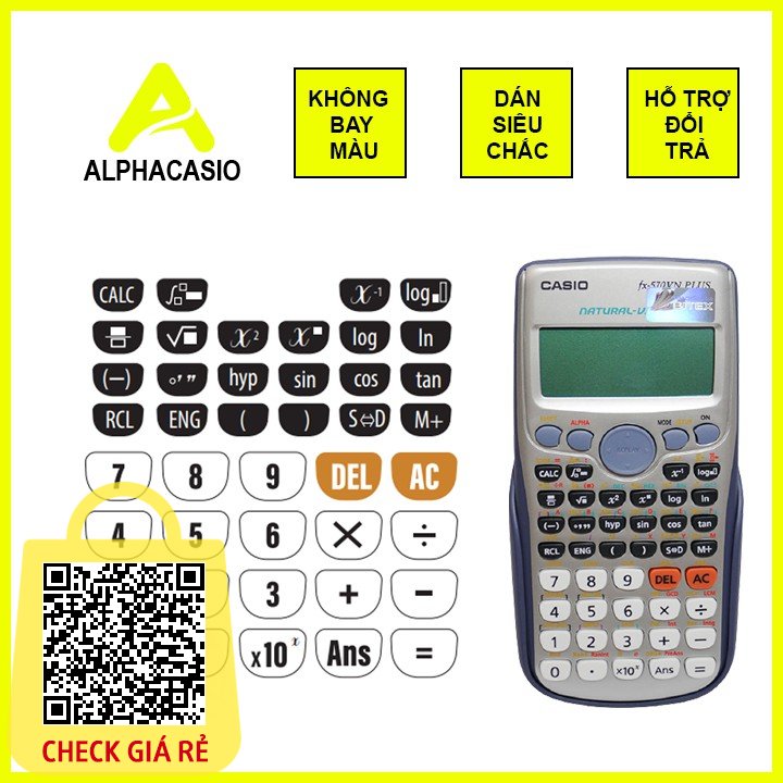 [ CHỐNG TRẦY XƯỚC ] ĐEN TRẮNG BASIC, Sticker dán bàn phím máy tính casio fx 570vnplus, fx 570esplus