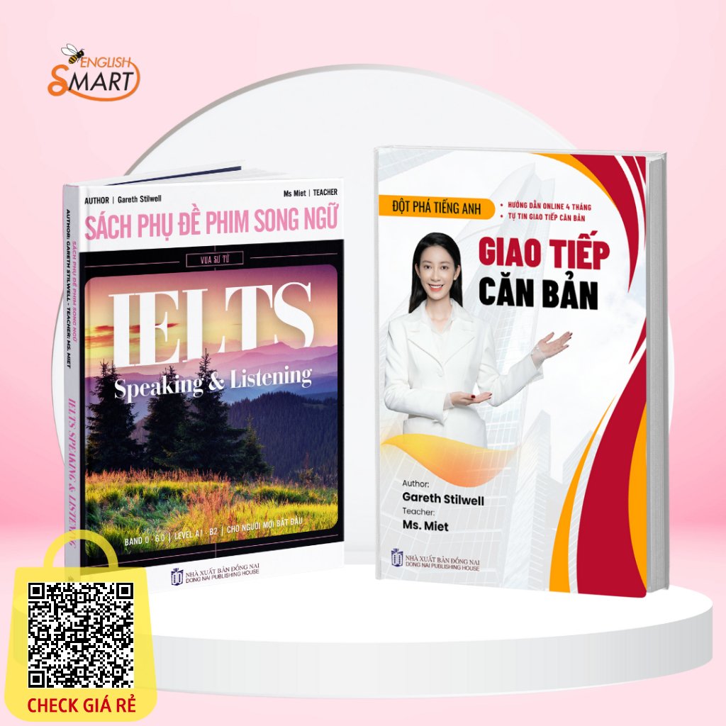 Combo 2 Cuon Sach Tieng Anh: Giao Tiep Can Ban- 500 Cau Giao Tiep Thong Dung Va Sach Song Ngu IELTS Vua Su Tu