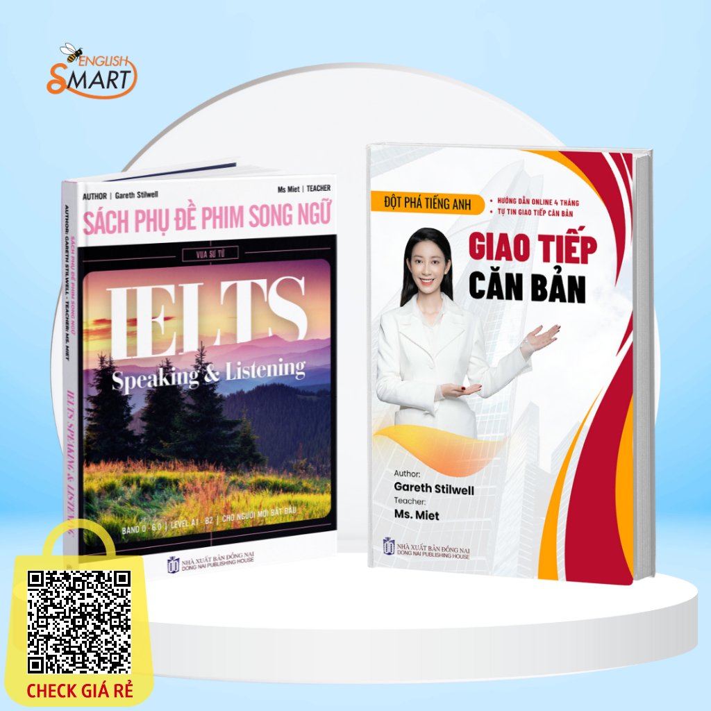 Combo 2 Sach: IELTS Listening & Speaking Phu De Phim Song Ngu Band 0 6.0+Va Dot Pha Tieng Anh Giao Tiep Can Ban