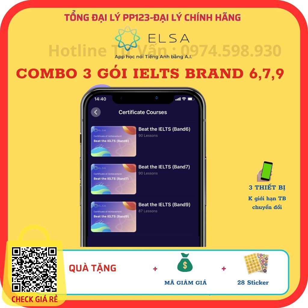 COMBO 3 GÓI ELSA IELTS BRAND 6,7,9 - Luyện tiếng Anh Beat the IELTS all books