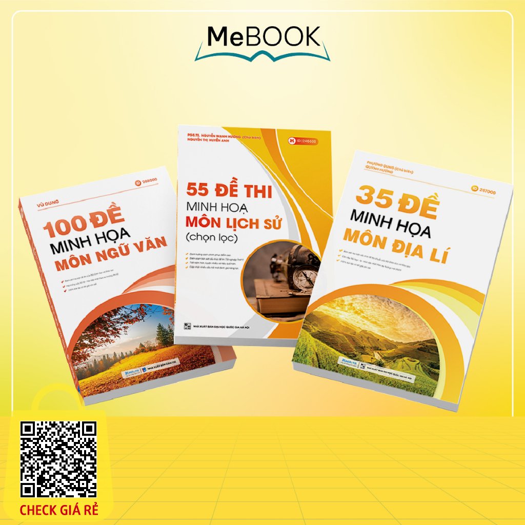 Combo 3 sách bộ đề minh họa khối C môn Văn Sử Địa ôn thi THPTQG - Me Book