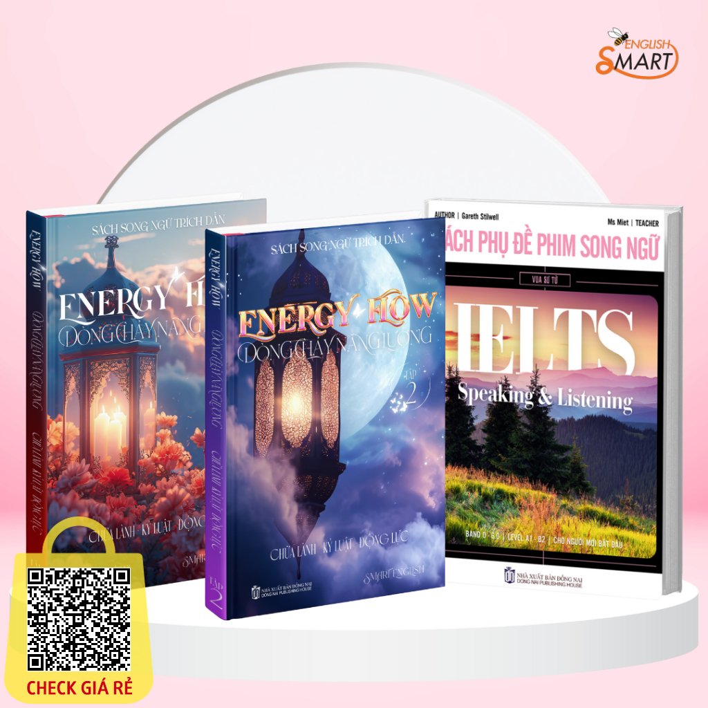 Combo 3 Sach: Phu De Phim Song Ngu IELTS Speaking & Listening + Trich Dan Song Ngu Anh-Viet Energy Flow Tap 1,2