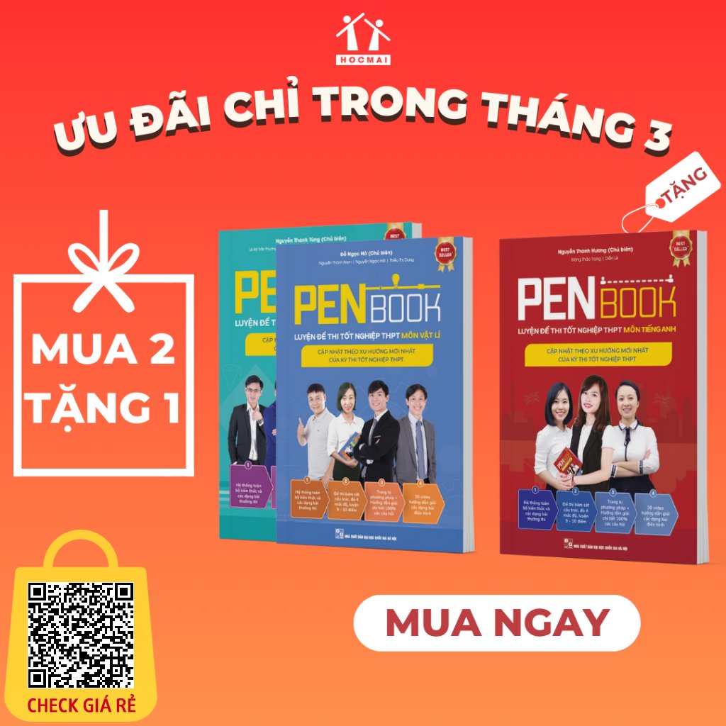 [Mua 2 tặng 1] Combo KHỐI A1 PENBOOK Luyện đề thi tốt nghiệp THPT - luyện thi Đại Học bản 2024 môn Toán - Lý - Anh