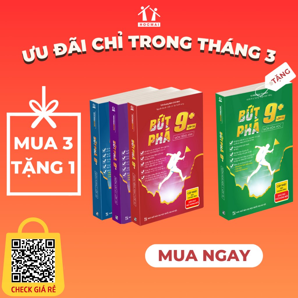 Combo sách Bứt phá 9+ lớp 10 môn Toán, Lý, Hóa, Anh