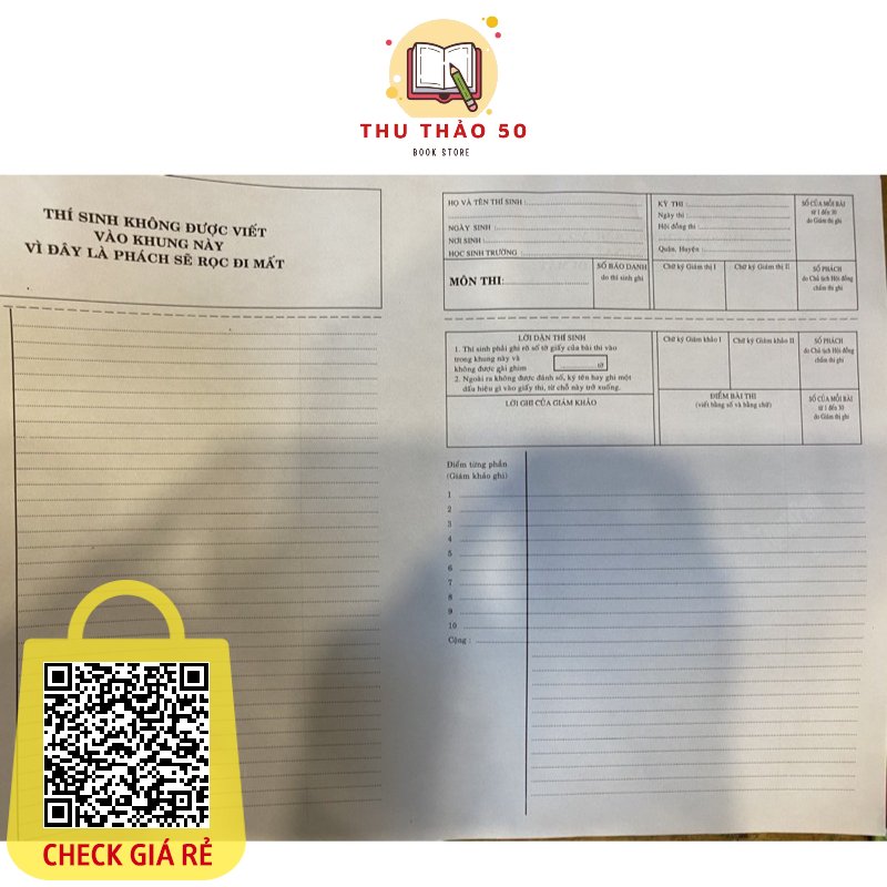 Giấy thi tốt nghiệp - giấy kiểm tra - giấy thi đại học - thi THPT cỡ A3 - giấy viết văn phách dọc  - phách ngang.