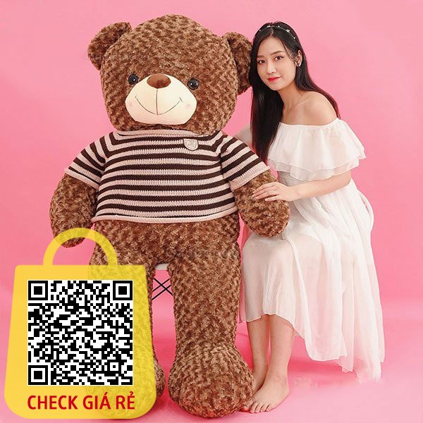 Gối ôm Gấu bông Teddy nâu ANVIHOME Gấu Bông Teddy 95cm - Thú nhồi bông cao cấp