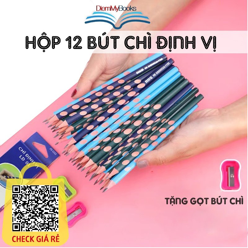 Hộp 12 Bút Chì Gỗ Định Vị 2B Dùng Để Luyện Viết Chữ Cho Học Sinh LD01 Việt Hà Tặng Kèm Gọt Chì