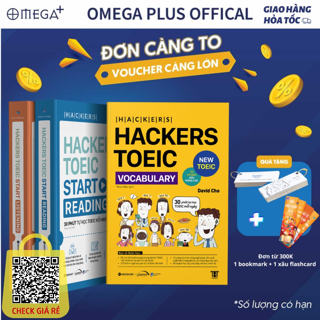 Lẻ/Combo Sách Cho Người Mới Học TOEIC: Hackers Toeic Start Listening + Reading + Vocabulary MỤC TIÊU 450+