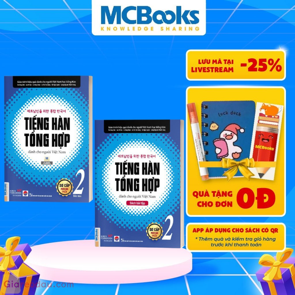 [LIFEMALL9915 - 12% đơn 99K] Sách Combo Tiếng Hàn Tổng Hợp Dành Cho Người Việt Nam Sơ Cấp 2