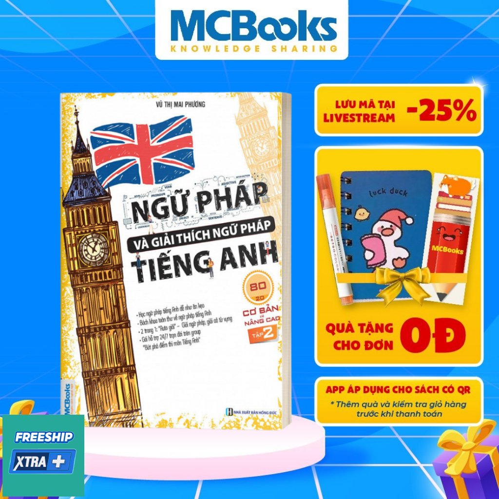 [LIFEMALL9915 - 12% đơn 99K] Sách Ngữ Pháp Và Giải Thích Ngữ Pháp Tiếng Anh Cơ Bản Và Nâng Cao 80/20 Tập 2