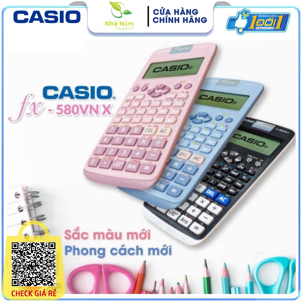 Máy tính CASIO Fx 580VN X thế hệ mới (Nhiều Màu) Độ Chính Xác Cao - Máy Tính Giá Rẻ - Hàng Thái Bảo Hành 24 Tháng (APS)