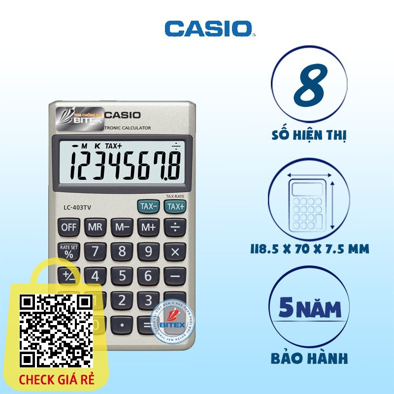 Máy tính Casio LC-403TV nhỏ gọn bỏ vừa túi áo