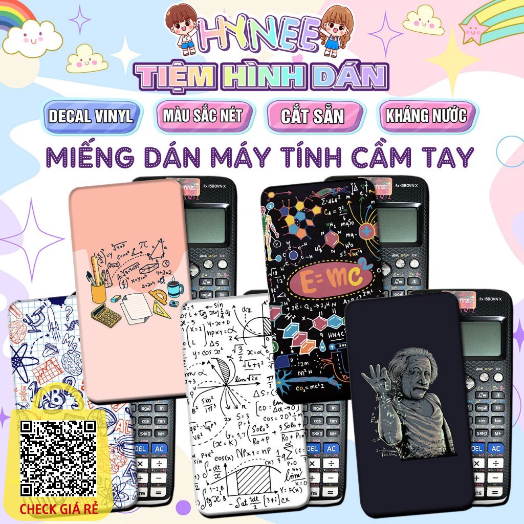 Miếng Dán Máy Tính Chủ Đề Math Môn Toán Decal Casio Vinacal FX500 FX570 FX580 - 570ES 570EX 680EX, dùng trang trí máy