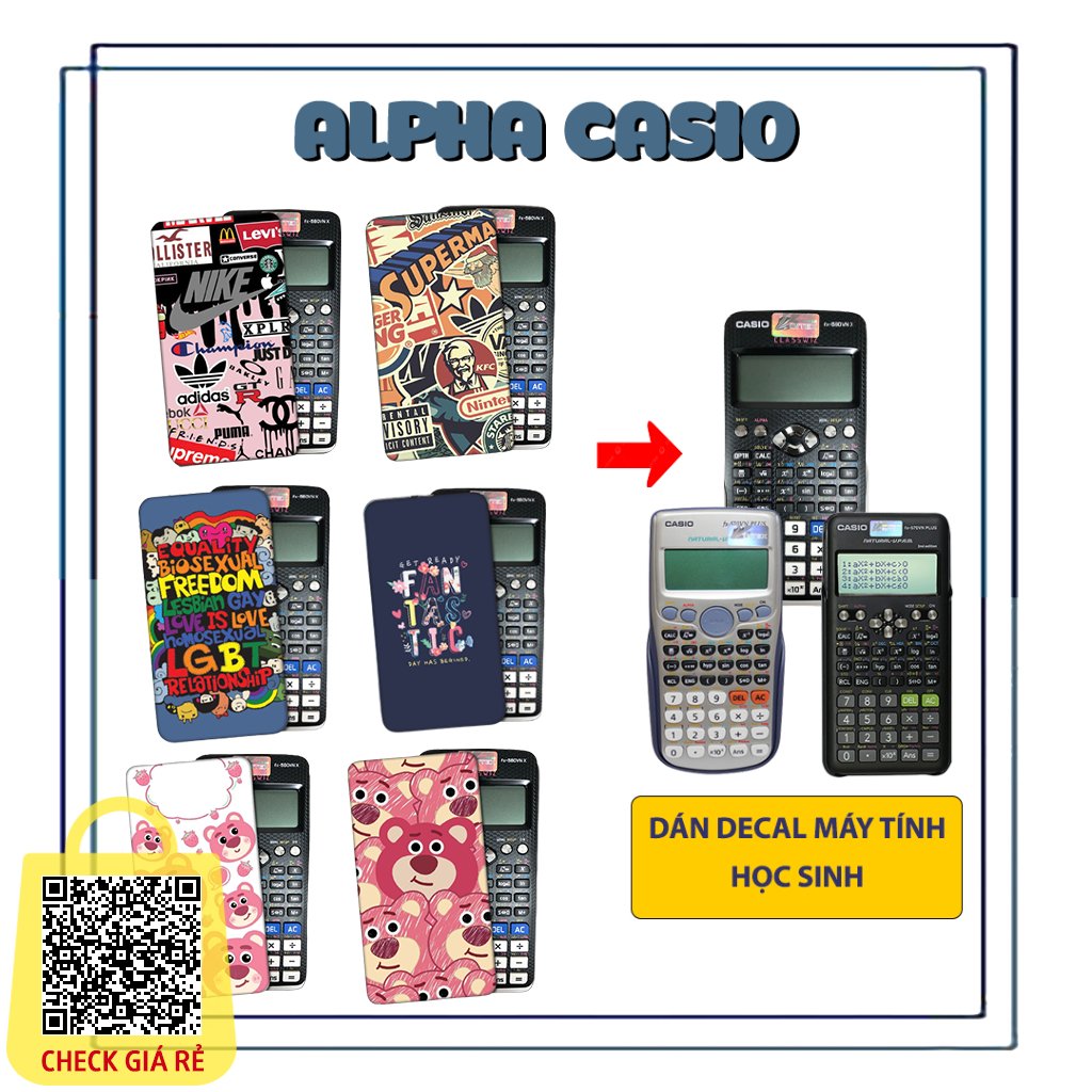 Miếng decal dán nắp ốp lưng máy tính casio fx 580 vnx fx 570vnplus fx880, 570esplus Vinacal esplus 2 phi hành gia