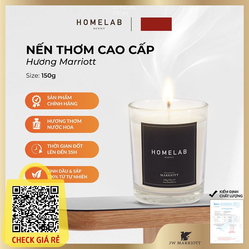 Nến thơm mùi khách sạn 5 sao JW MARRIOTT mùi hương sang trọng - tinh khiết 150g_HOMELAB