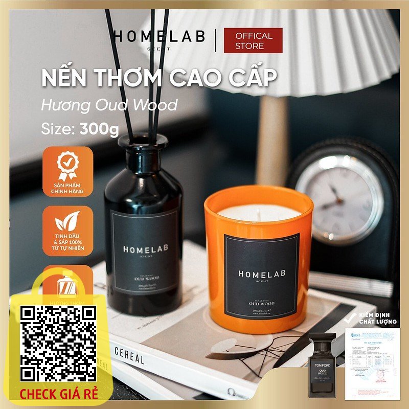 Nến thơm mùi nước hoa OUD WOOD - TOMFORD 300g_HOMELAB