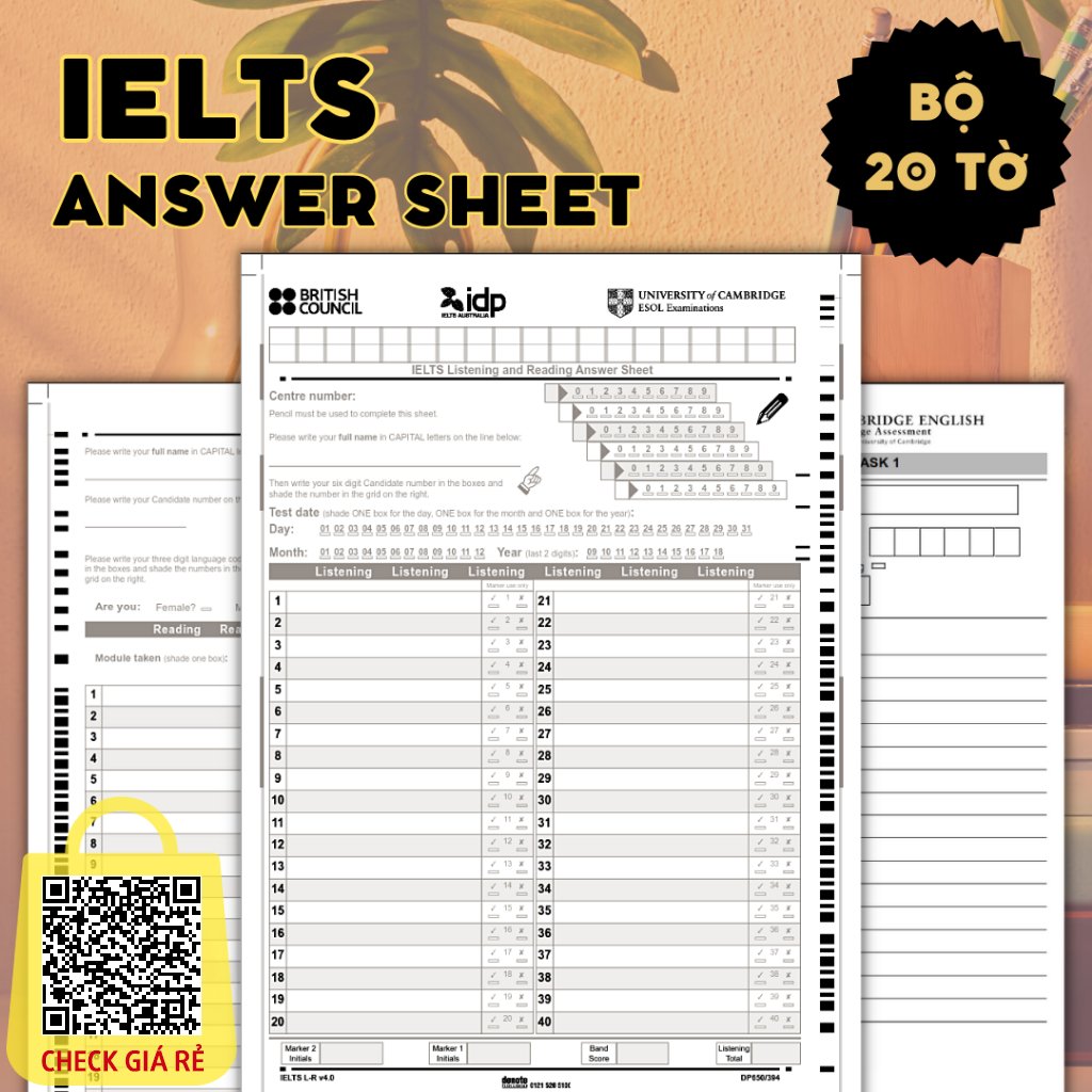 phieu tra loi bai thi ielts answer sheet ban chuan listening writing reading phieu lam bai giay thi