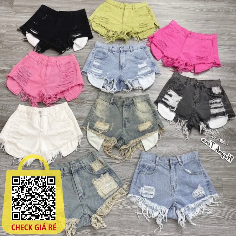 Quần Short Jeans Nữ Quần Bò Nữ Lưng Cao Túi Dài Đủ Màu Chất Vãi Dày Dặn