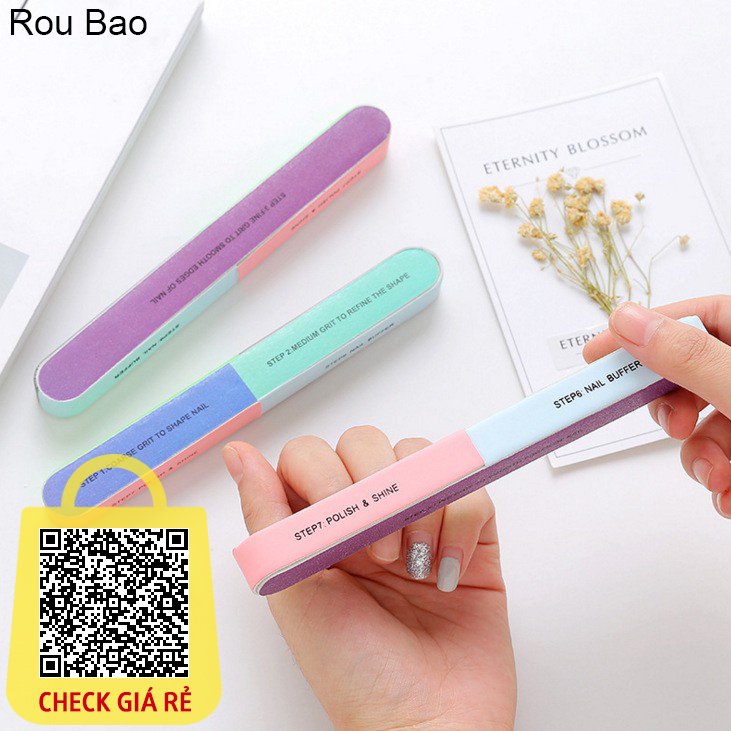 Rou Bao 1 Miếng Dán Móng Tay Mờ Móng Tay Giả 7 Mặt Bài Viết Đánh Bóng Mài Nhà Máy Chà Nhám Ba Lan Sáng Bóng Dụng Cụ Làm Móng Tay