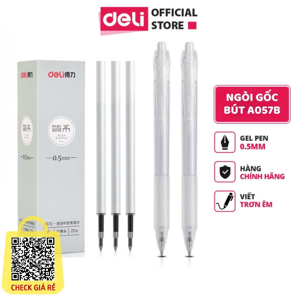 Ruột Bút Ngòi Gốc Viết Gel A057B Deli 0.5mm Dùng Cho Bút Bi Nước - Ngòi 0.5mm - Lâu Hết Mực Thiết Kế Mới A870