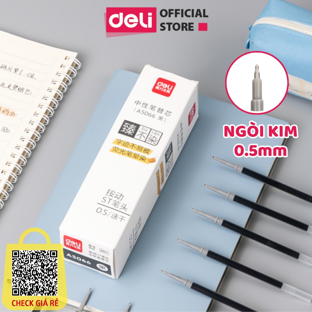 Ruột Bút Ngòi Gốc Viết Gel S60-ST Deli 0.5mm Dùng Cho Bút Bi Nước - Ngòi 0.5mm - Lâu Hết Mực Thiết Kế Mới A0566