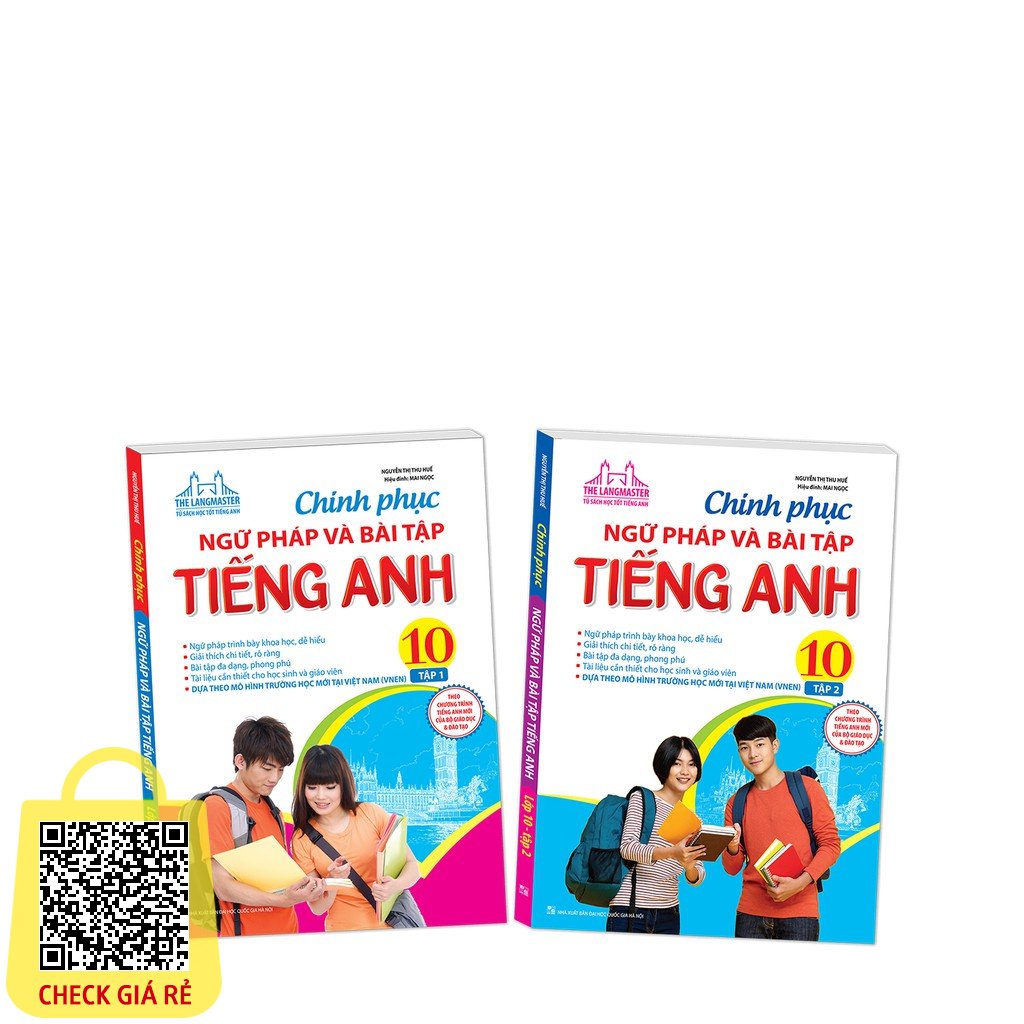 Sách - Chinh phục ngữ pháp và bài tập tiếng Anh lớp 10 (trọn bộ 2 tập) Tặng Kèm Bookmark