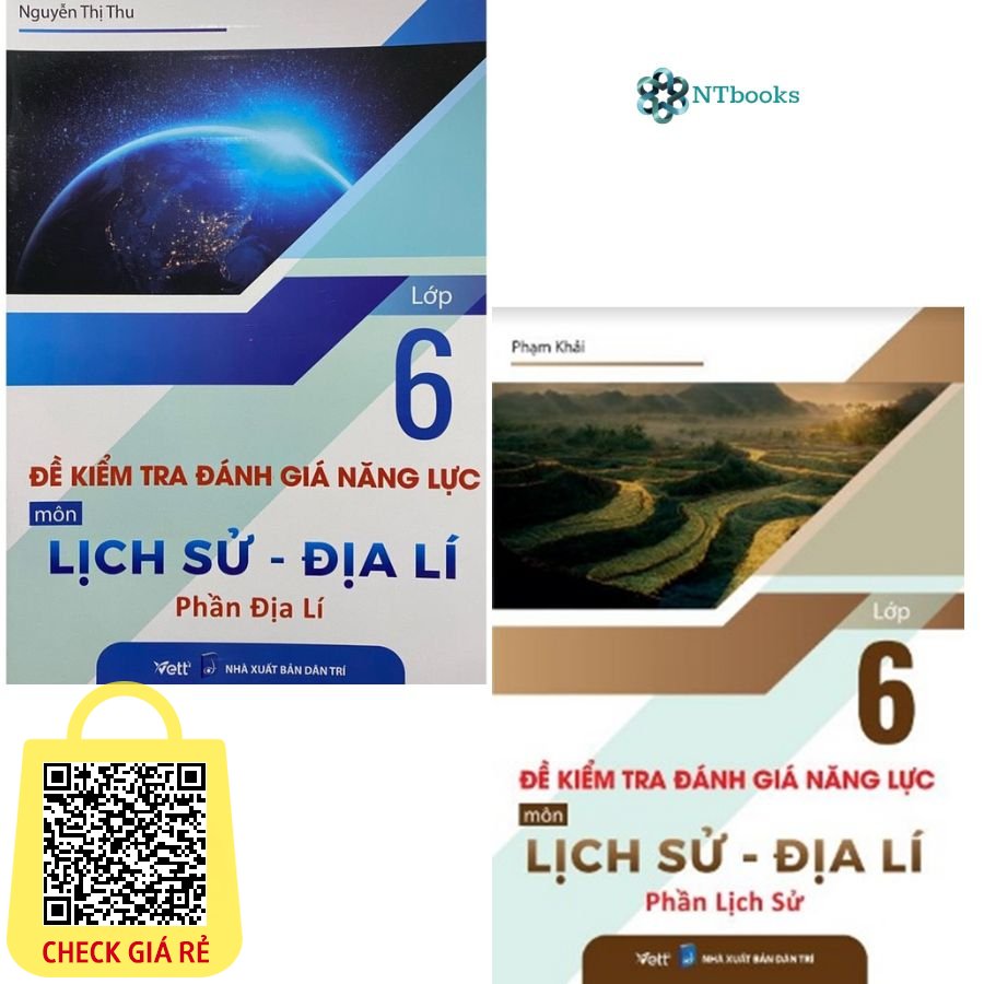 Sách Combo 2 cuốn Đề kiểm tra đánh giá năng lực môn Lịch Sử Địa lí Lớp 6 Phần Địa Lí + Phần Lịch Sử