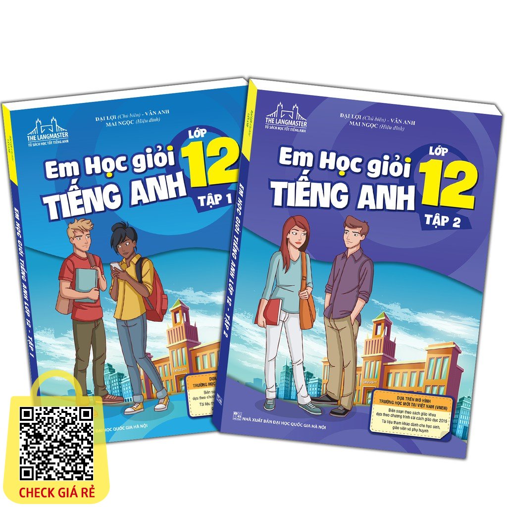 Sách - Combo Em học giỏi tiếng anh lớp 12 ( tập 1 + tập 2) Tặng Kèm Bookmark