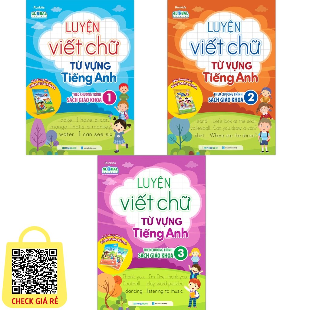 Sách Combo Luyện viết chữ từ vựng Tiếng Anh theo chương trình sách giáo khoa Lớp 1 - 2 - 3