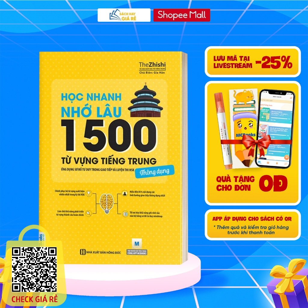 Sách Học Nhanh Nhớ Lâu 1500 Từ Vựng Tiếng Trung Thông Dụng - MCBooks