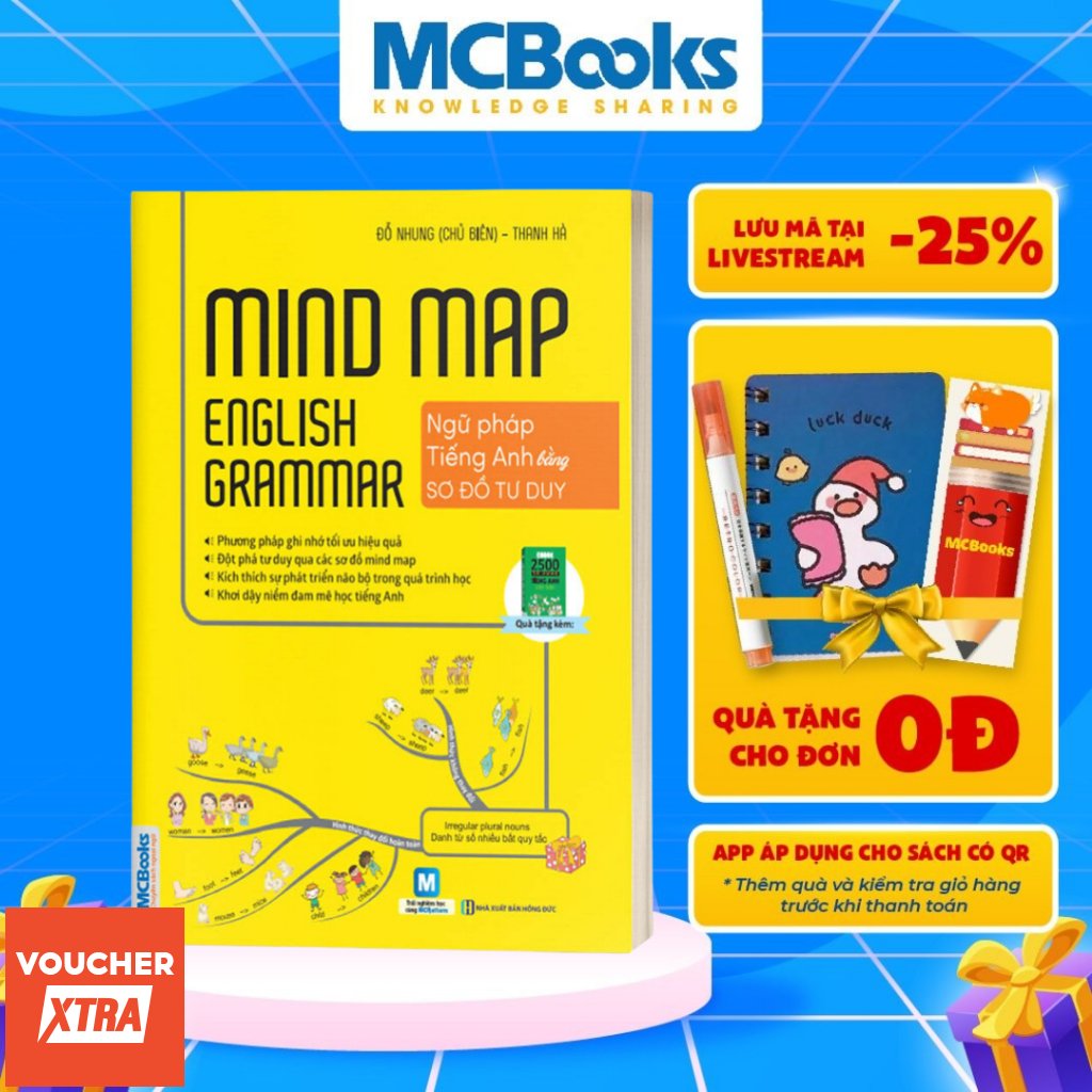 Sách Mindmap English Grammar - Ngữ pháp Tiếng Anh Qua Sơ Đồ Tư Duy (PHIÊN BẢN ĐẶC BIỆT 2022) - Kèm khóa học chi tiết