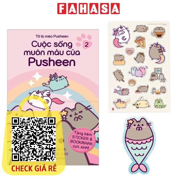sach to la meo pusheen tap 2 cuoc song muon mau cua pusheen tang kem obi sticker bookmark