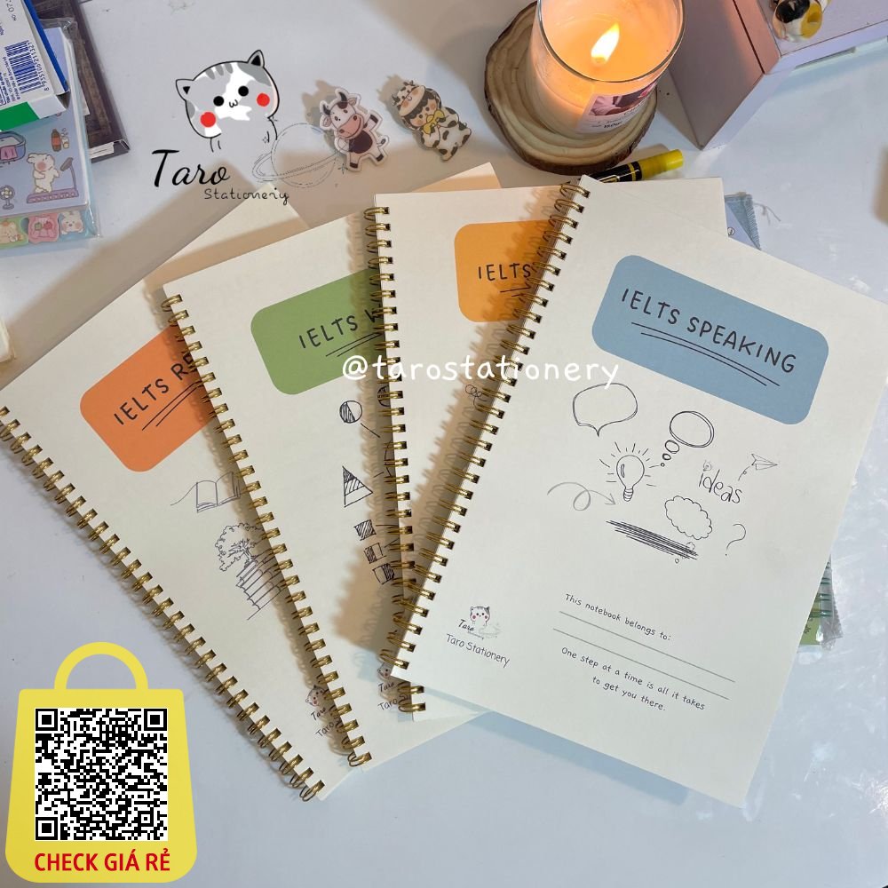 Sổ IELTS Writing, Speaking, Listening, Speaking Sổ Notebook IELTS, Tiếng Anh Taro Stationery