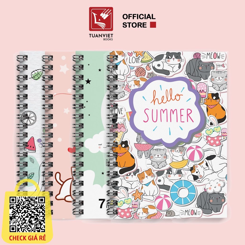 Sổ lò xo A5 ruột kẻ ngang TUANVIET BOOKS 200 trang - phù hợp ghi chép