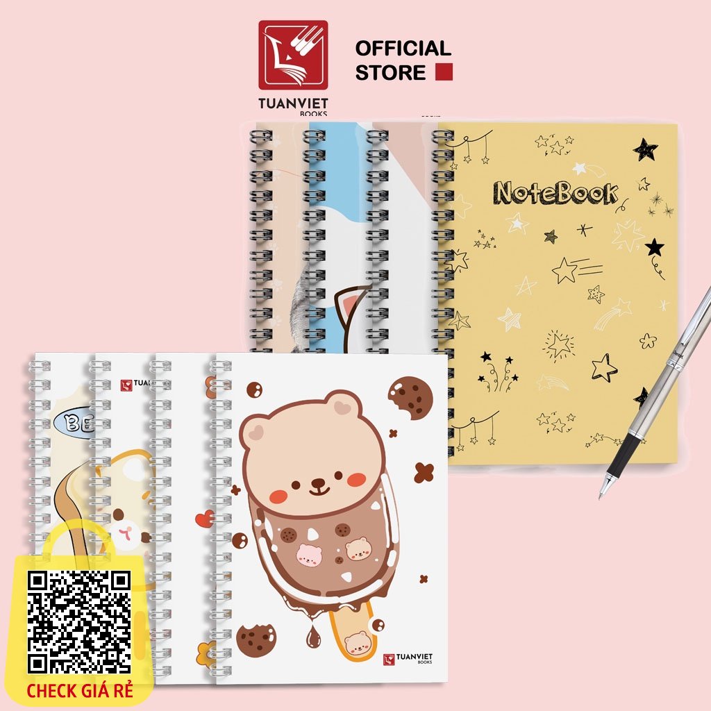 Sổ lò xo A6 ruột kẻ ngang TUANVIET BOOKS 200 trang - phù hợp ghi chép - nhật ký