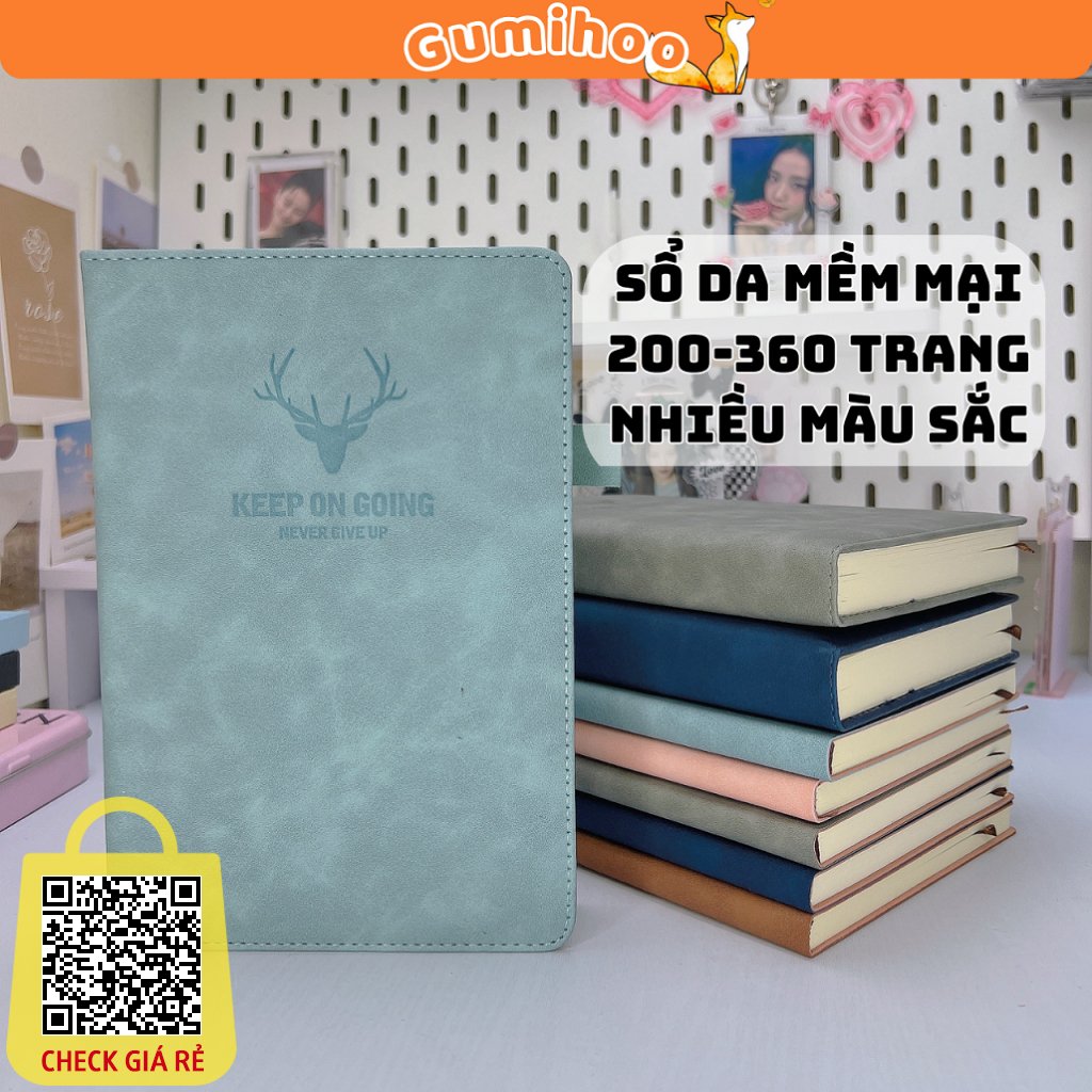Sổ tay ghi chép học tập chi tiêu văn phòng chất liệu da PU 200 Trang Gumihoo