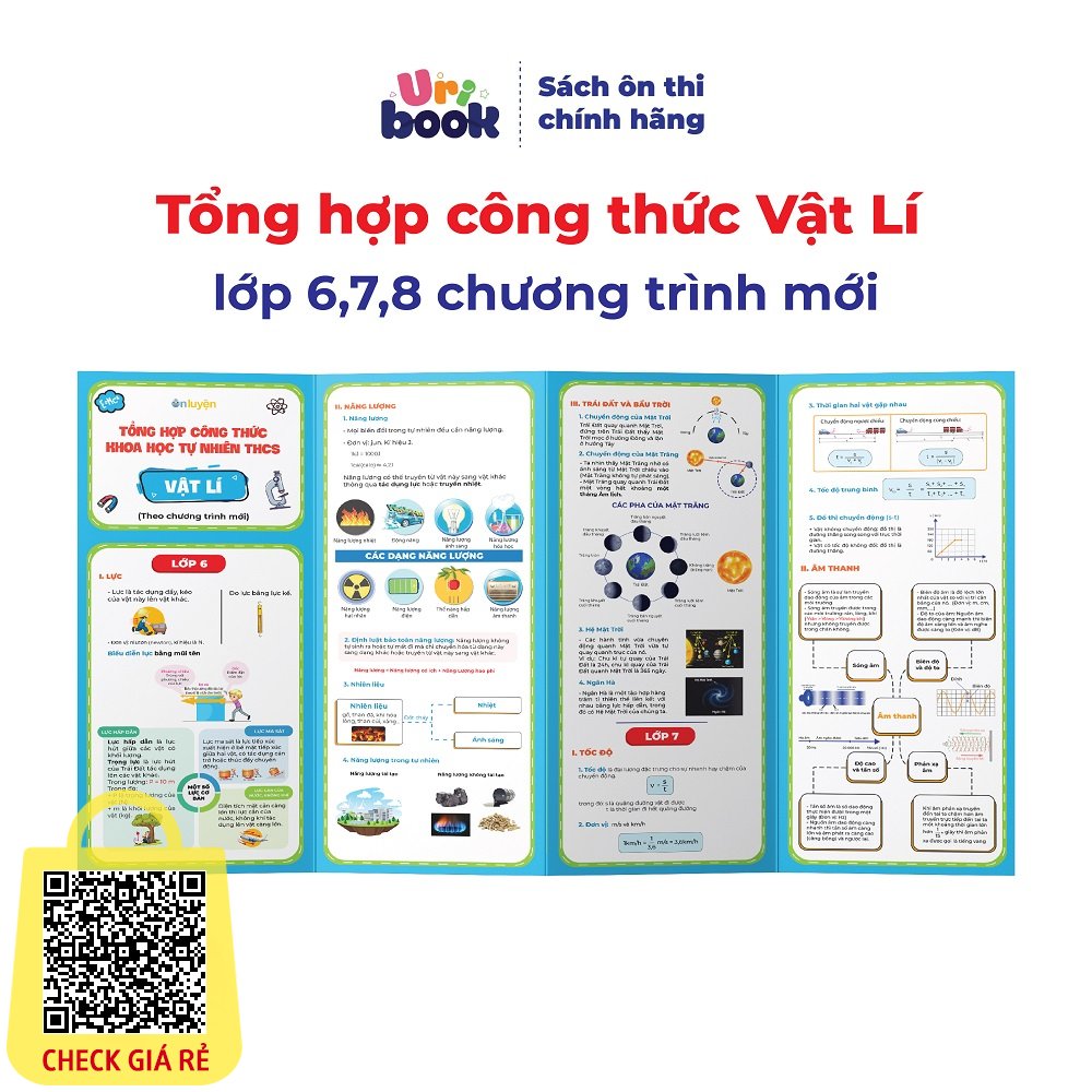 Tờ Tổng Hợp Công Thức Vật Lí lớp 6, 7, 8 ( chương trình mới) dùng cho cả 3 bộ sách Kết nối, Chân trời, Cánh diều-ÔN LUYỆN