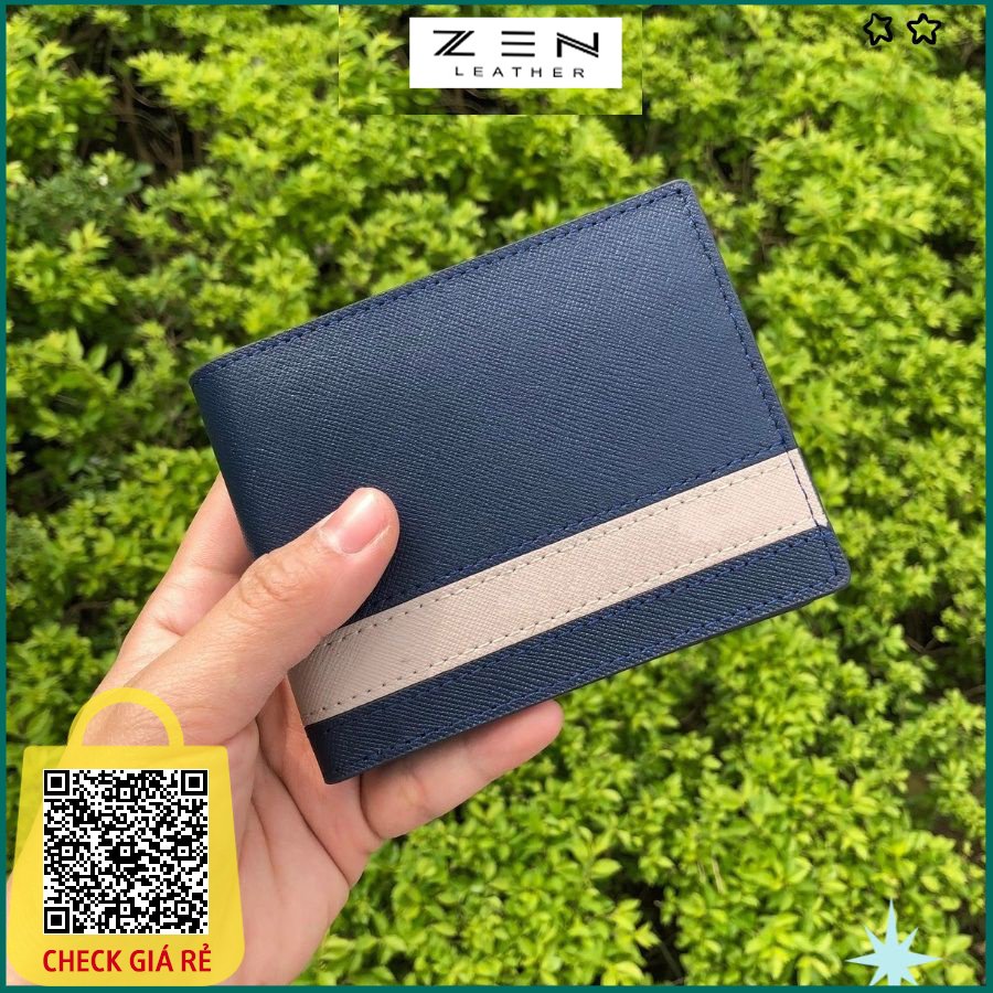 ví nam AD12, bóp nam da bò saffiano cao cấp, ví ngang thiết kế nhỏ gọn nhiều ngăn, bảo hành da 06 tháng Zen Leather