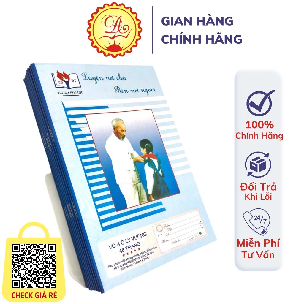 Vở học sinh ô ly đứng 4 ly luyện viết chữ đẹp Bút mài thầy Ánh 48 trang