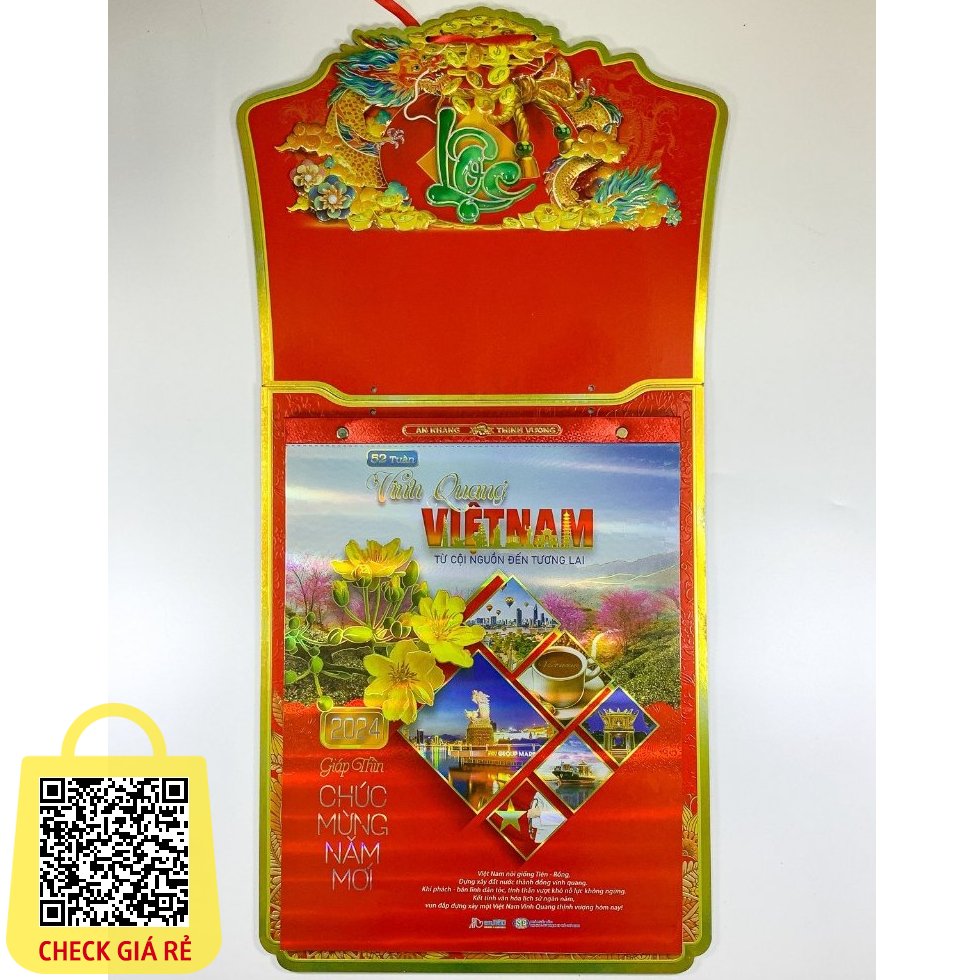 [XẢ XẢ LỖ] LỊCH TẾT 2024  LỊCH TREO TƯỜNG 52 TUẦN - VIỆT NAM TƯƠI ĐẸP Lò xo 53 tờ | Size: 30x40 (cm)
