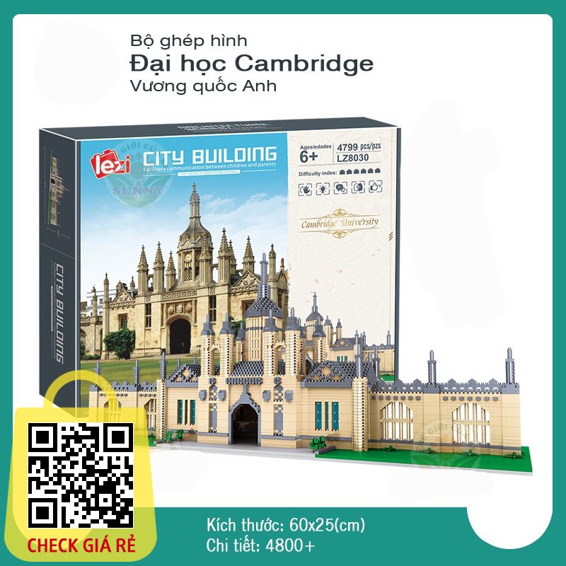 Xep hinh leji 8030 Lap ghep mo hinh Truong Dai Hoc Cambridge Vuong Quoc Anh Cambridge University 4799 Manh